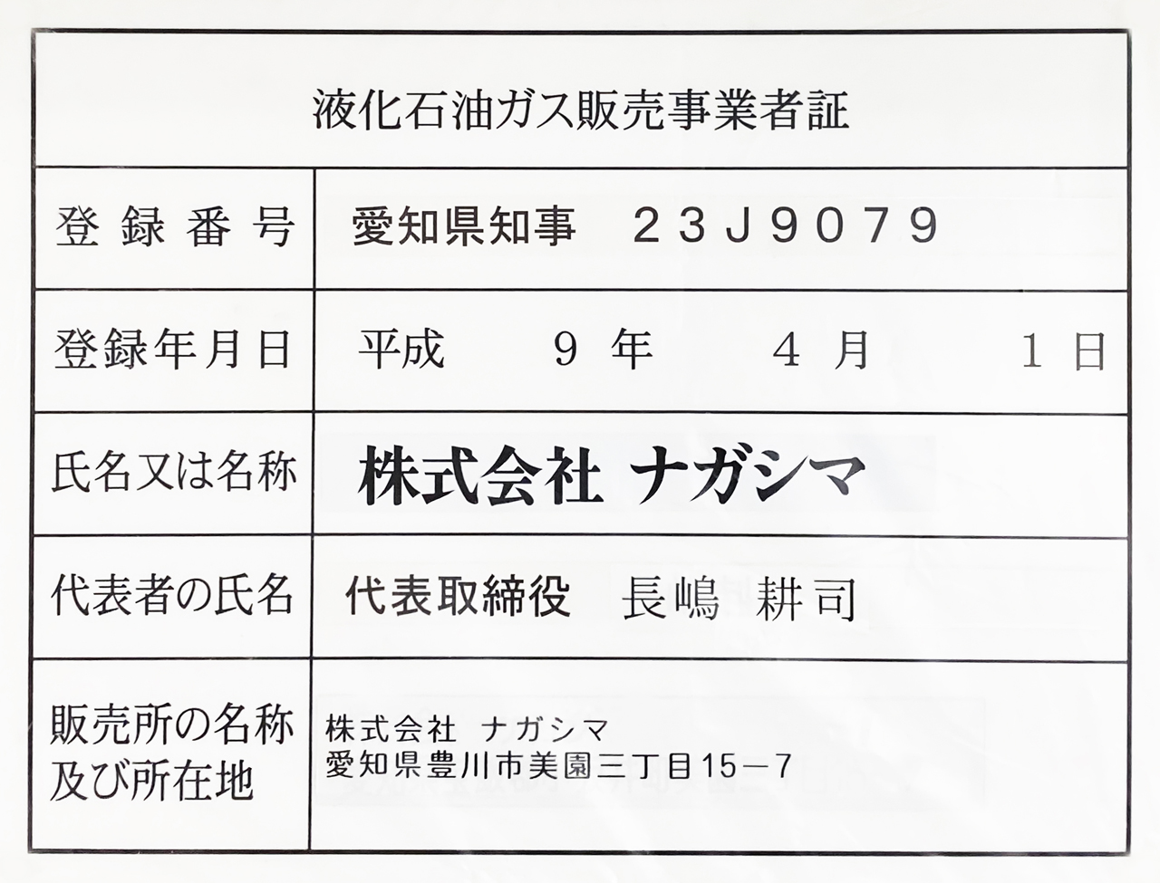 液化石油ガス販売事業者証